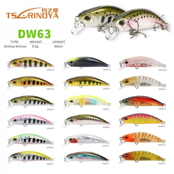 TSURINOYA DW63 50mm/5g Sinking Minnow