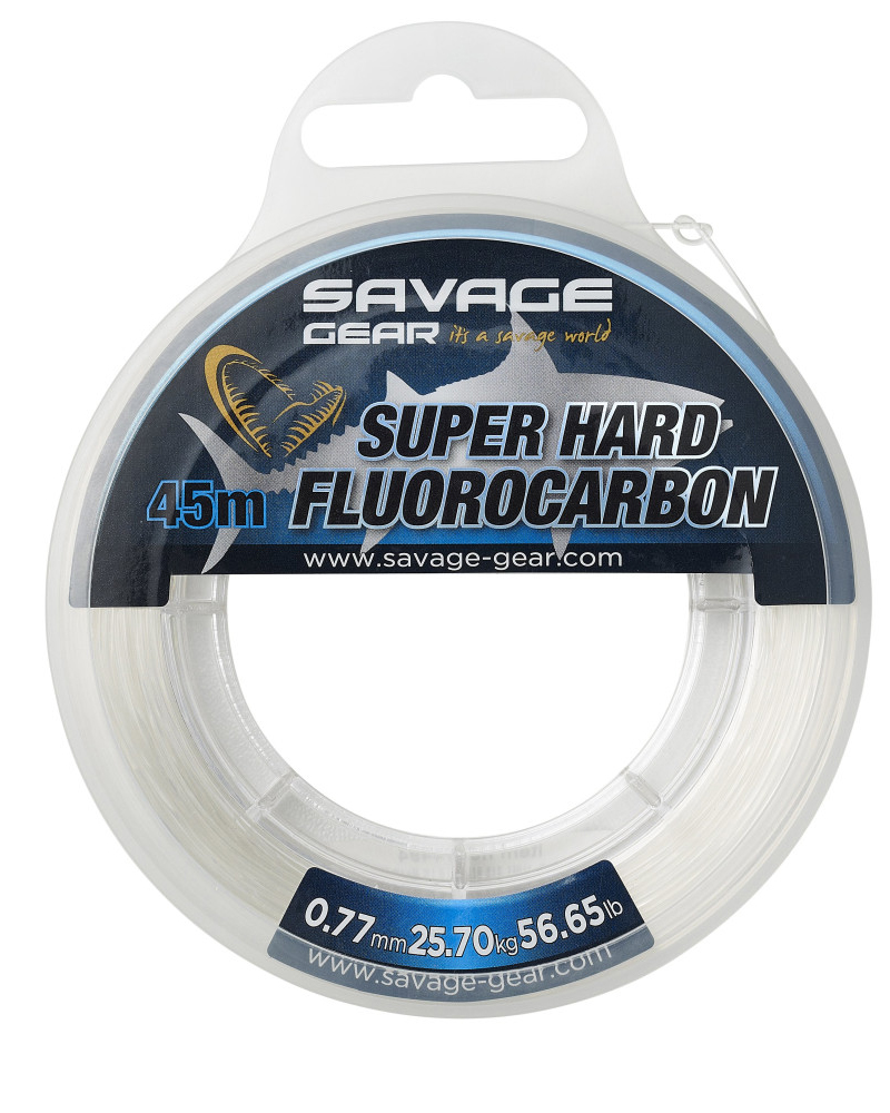 Savage Gear Super Hard Fluorocarbon Leader – Clear, Abrasion Resistant For Pike, Muskie, Cod, Bass