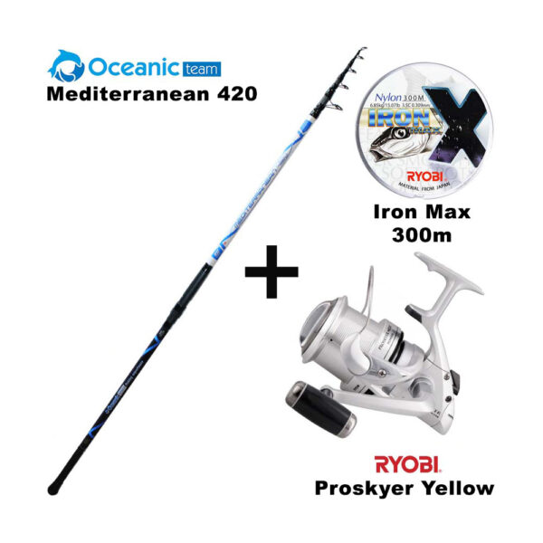 Combo Surf Casting Oceanic Team Mediterranean 420 + Ryobi Proskyer Yellow + Ryobi Iron 300m Combo Surf Casting Oceanic Team Mediterranean 420 + Ryobi Proskyer Yellow + Ryobi Iron 300m