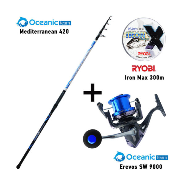 Combo Surf Casting Oceanic Team Mediterranean 420 + Oceanic Team Erevos SW 9000 + Ryobi Iron Max 300m Combo Surf Casting Oceanic Team Mediterranean 420 + Oceanic Team Erevos SW 9000 + Ryobi Iron Max 300m